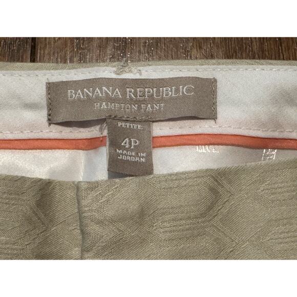 Banana Republic Dress Pants Hampton Fit Crop Beige Patterned - Women's 4 Petite - Picture 9 of 10